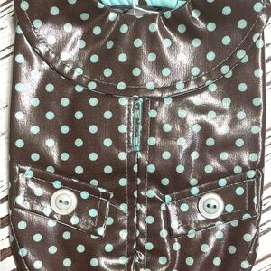 Brown with Blue Polka Dot Rain Jacket
XS 
Length 8”